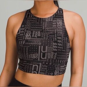 Lululemon Energy High-Neck Longline Bra Ombre Black Multi, sz 10